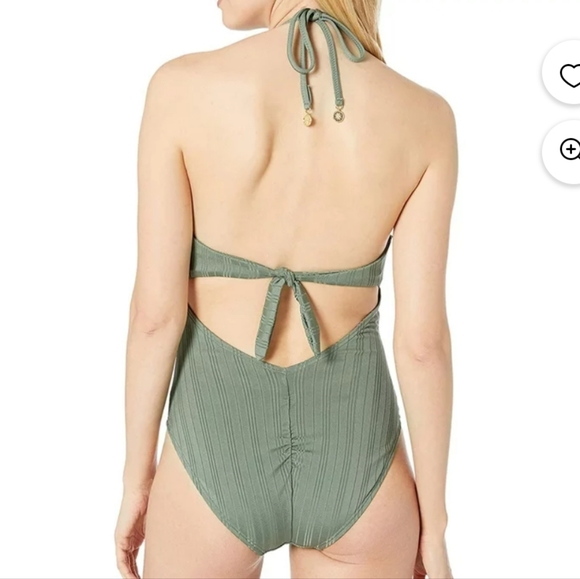 NWT Vince Camuto Molded Cup Wrap Front One Piece Black Swimsuit - Ripple Effect - Picture 4 of 13